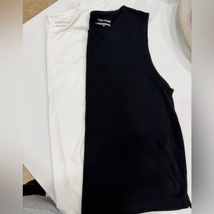 Set of two, Eileen Fisher Classic Black and White Sleeveless Tops